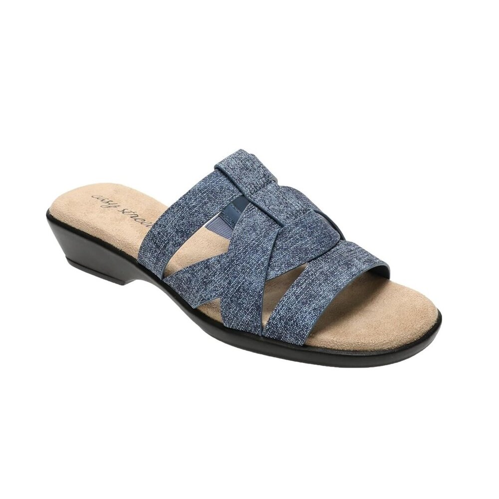 NiB Easy Street Women's Lakeport Slide Heeled Sandals Blue Size 7.5 M $80 RY1261